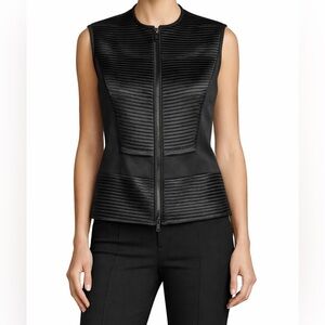 Robert Rodriguez Black Ribbed Zip-Front Sleeveless Vest
